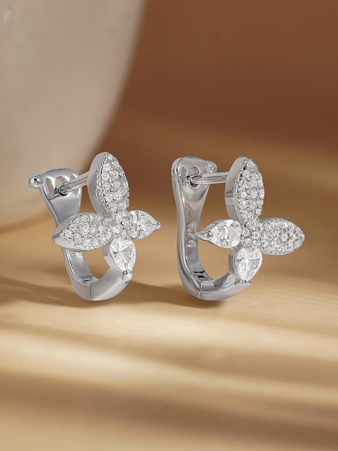 925 Fine Silver Zirconia Butterfly Stud Earrings