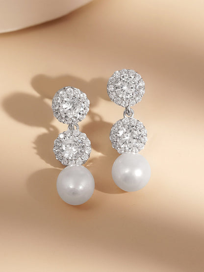 925 Fine Silver Pearl Bloom Drop Earrings