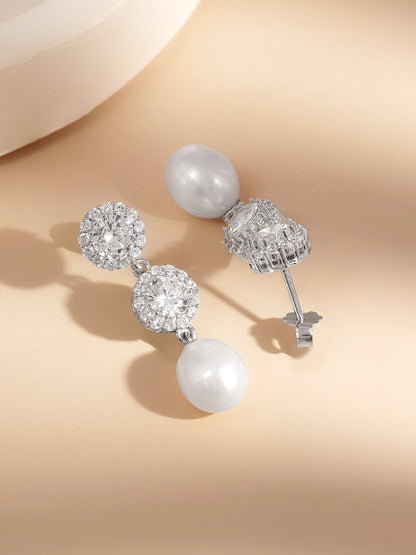925 Fine Silver Pearl Bloom Drop Earrings