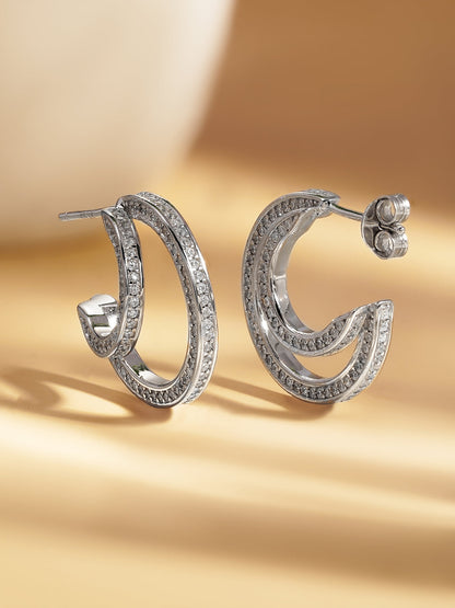 925 Fine Silver Crescent Spark Half Hoops