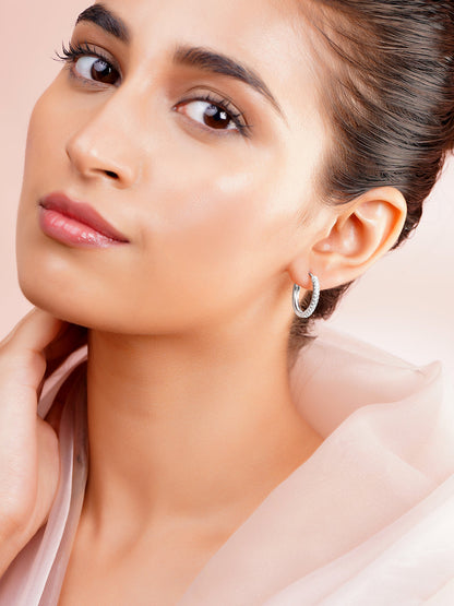 925 Silver Crystal Spark Hoop Earrings