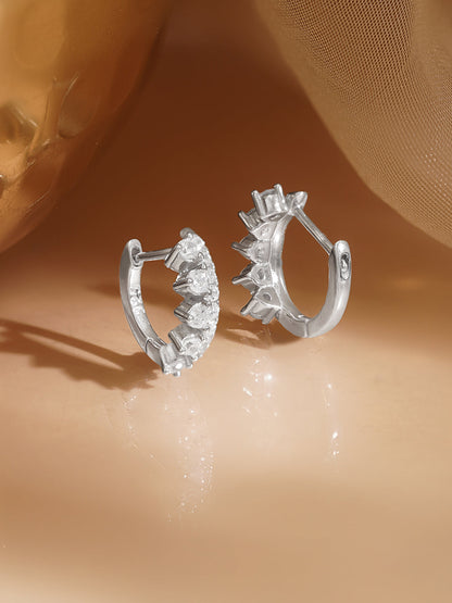 925 Fine Silver Zirconia Minimal Hoop Earrings