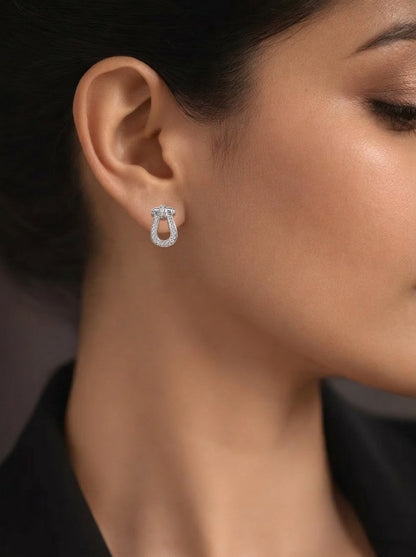 925 Fine Silver Zirconia U Shape Stud Earrings