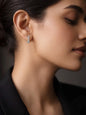 925 Fine Silver Minimal Crystal Half-Hoop Earrings