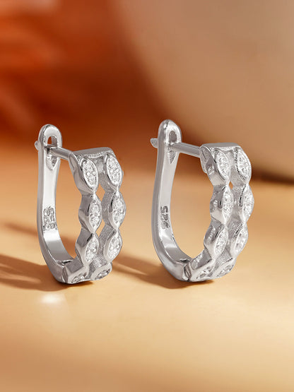 925 Fine Silver Crystal Layered Hoop Earrings