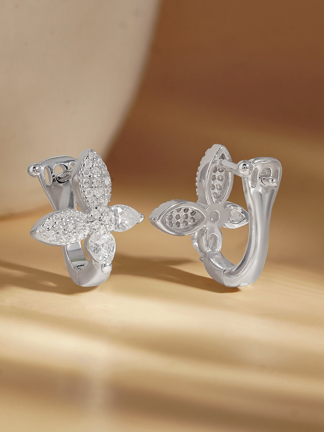 925 Fine Silver Zirconia Butterfly Stud Earrings