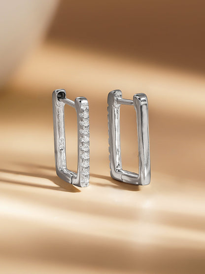 925 Fine Silver Zirconia Sleek Hoop Earrings
