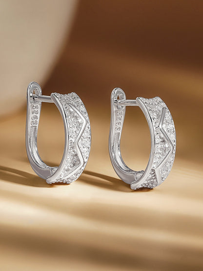 925 Fine Silver Zirconia Pattern Hoop Earrings