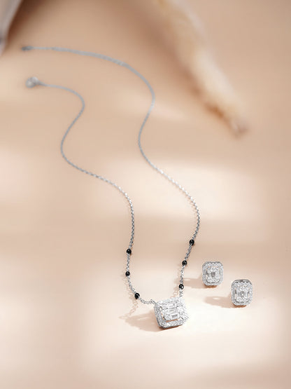 925 Fine  Silver Crystal Glow Pendant Set