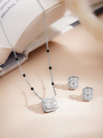 925 Fine  Silver Crystal Glow Pendant Set