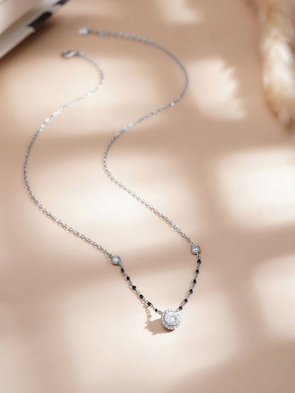 925 Fine  Silver Celestial Diamond Mangalsutra Necklace