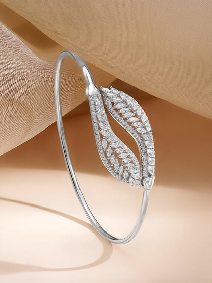 925 Fine Silver Nature Crystal Leaf Bracelet