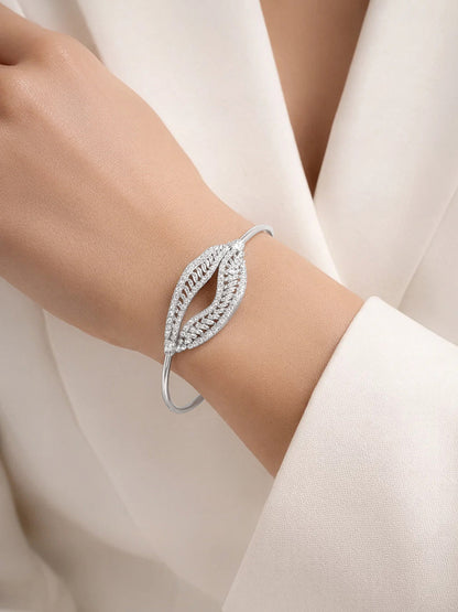 925 Fine Silver Nature Crystal Leaf Bracelet