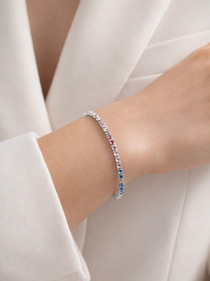 925 Fine Silver Rainbow Crystal Bracelet