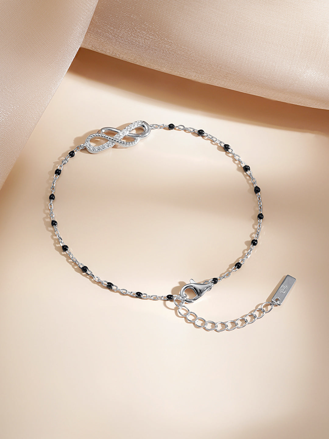 925 Fine Silver Infinity Love Charm Bracelet