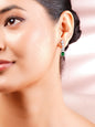 925 Fine Silver Rhodium Plated Cubic Emerald Dangler Earrings