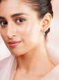 925 Fine Silver Halo Solitaire Cubic Zirconia Hoop Earrings