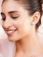 925 Fine Silver Rhodium Plated Teardrop Design Stud Earrings