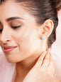 925 Fine Silver Crystal Regal Frame Stud Earrings