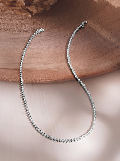 925 Fine Silver Crystal Tennis Necklace