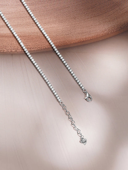 925 Fine Silver Rhodium Plated American Diamond Zirconia Teardrop Necklace