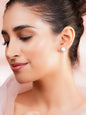 925 Fine Silver Rhodium Plated Floral Pearl Stud Earrings