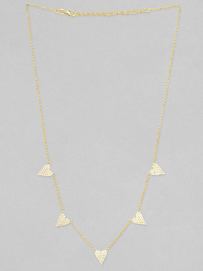 Rubans 925 Silver 18K Gold Plated Chain With Zircons Studded Multi Heart Charms Necklace