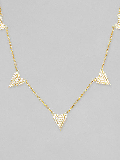 Rubans 925 Silver 18K Gold Plated Chain With Zircons Studded Multi Heart Charms Necklace