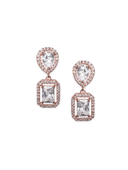 Elegant Squares American Diamond Zirconia Drop Earrings